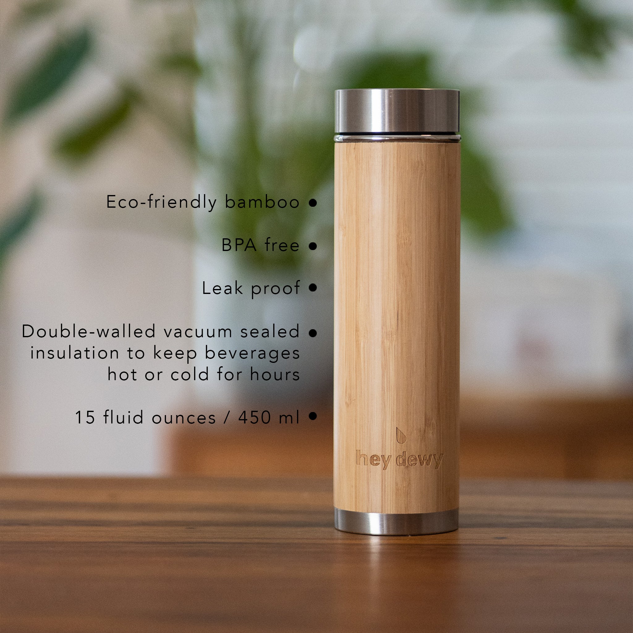 Hey Dewy Hydrate: Bamboo Water Bottle